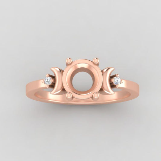 The Selene | 14k | Rose | Size 6 | Stone MOS115 | Green Ring Box | Custom Engraving:  +$0