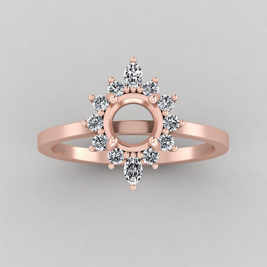 The Sienna | 14k | Rose | Size 6 | Stone Moissanite | Marquise | 10x5mm | Green Ring Box | Custom Engraving:  +$0