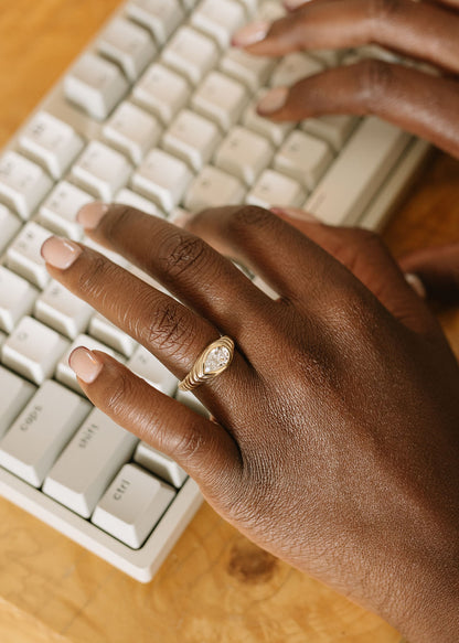 The Ribbed Vulcan | 1.51ct Lab Pear Diamond | Yellow Gold