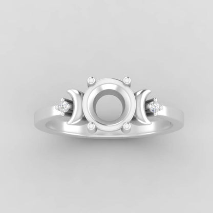 The Selene | 18k | White | Size 8 | Stone MOS112 | Green Ring Box | Custom Engraving:  +$0