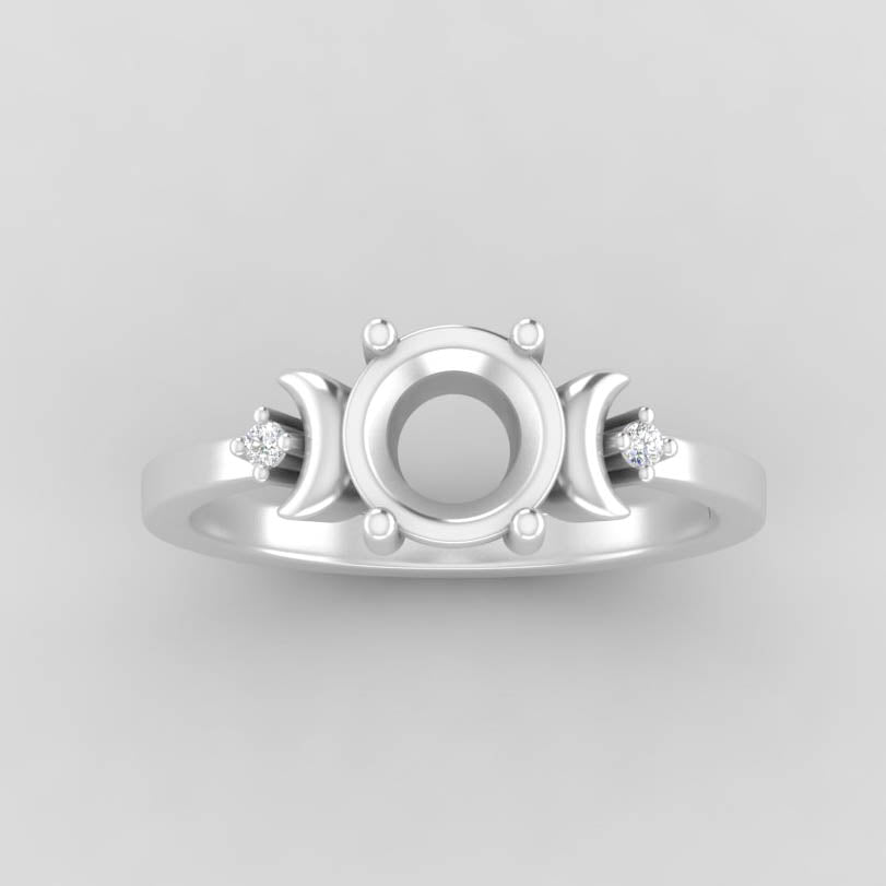 The Selene | 14k | White | Size 7.25 | Stone MOS52 | Dune Ring Box | Custom Engraving:  +$0