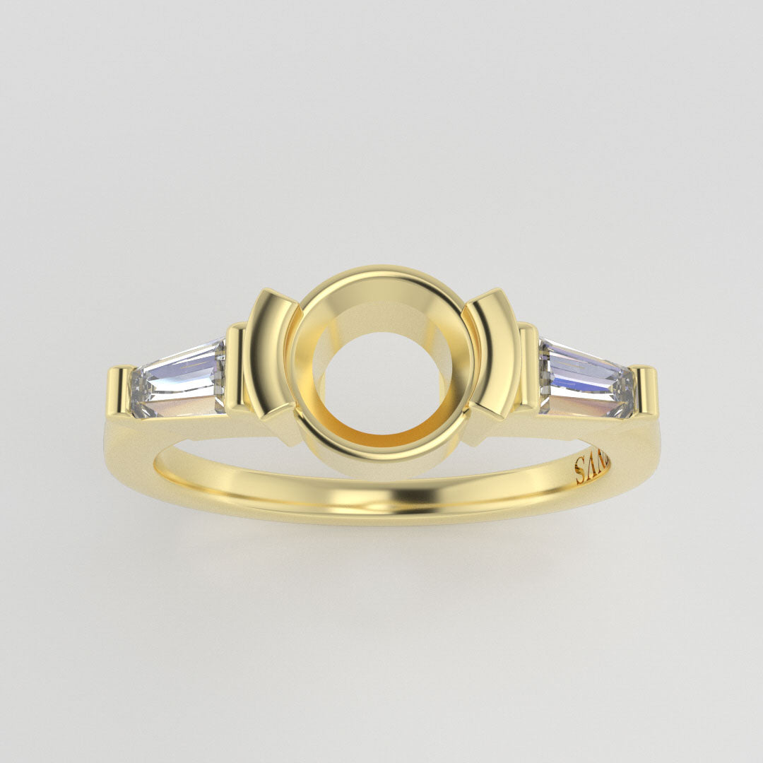 The Wolfe | 14k | Yellow | Size 9 | Stone TOU14 | Lagoon Ring Box | Custom Engraving:  +$0