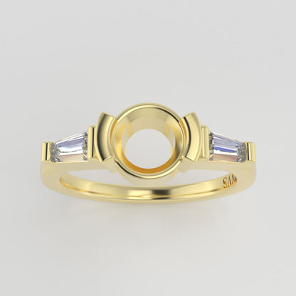 The Wolfe | 14k | Yellow | Size 9 | Stone TOU14 | Lagoon Ring Box | Custom Engraving:  +$0
