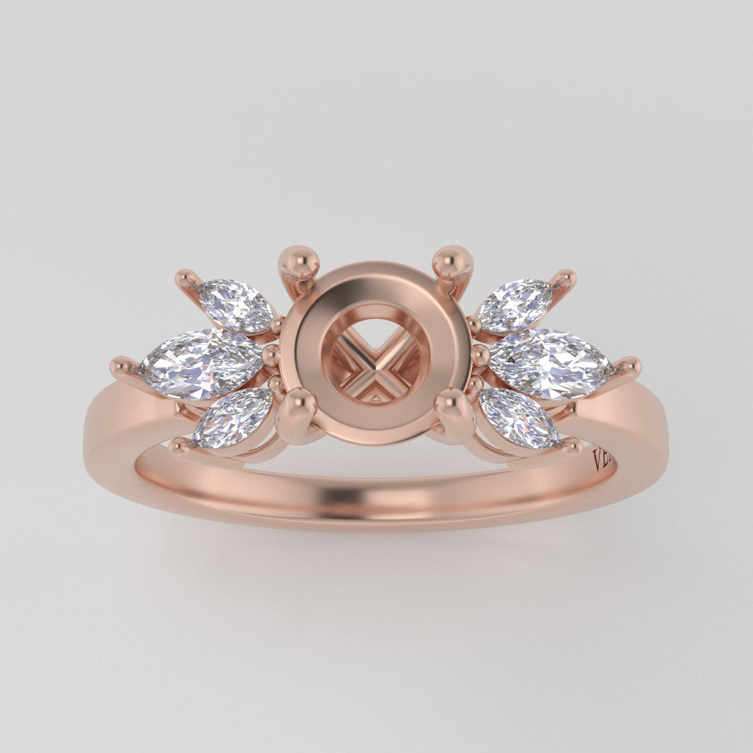 The Mini Luna | 14k | Rose | Size 7.25 | Stone TAN2 | Lagoon Ring Box | Custom Engraving:  +$0