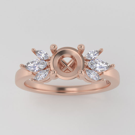 The Mini Luna | 14k | Rose | Size 7.25 | Stone TAN2 | Lagoon Ring Box | Custom Engraving:  +$0