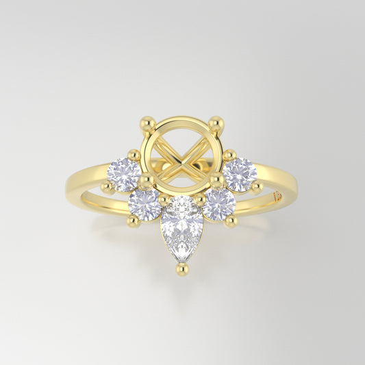 The Celeste | 14k | Yellow | Size 4 | Stone Pear | B Quality | 2ct | Apricot Ring Box | Custom Engraving:  +$0