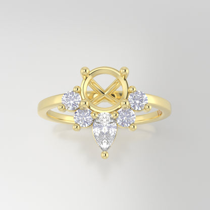 The Celeste | 14k | Yellow | Size 5 | Stone MOS176 | Pink Ring Box | Custom Engraving:  +$0