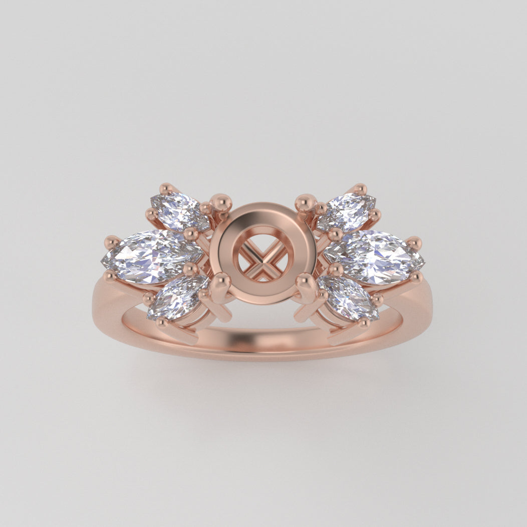 The Luna | 14k | Rose | Size 4 | Stone HX184 | Cinque Ring Box | Custom Engraving: I<3umost! +$75