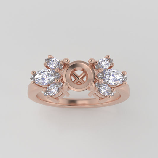 The Luna | 14k | Rose | Size 4 | Stone HX184 | Cinque Ring Box | Custom Engraving: I<3umost! +$75