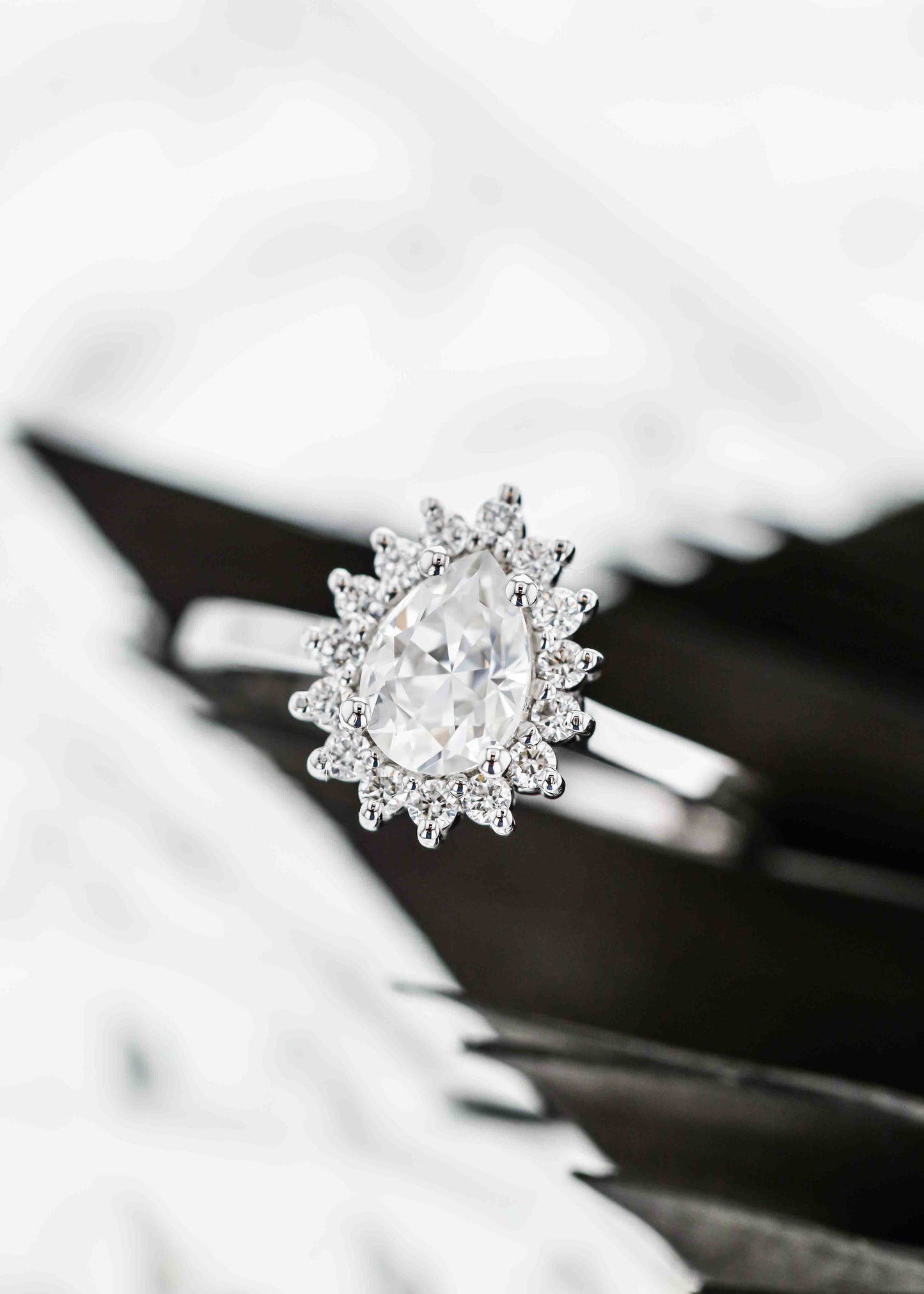 The Soleil | .75ct Pear Moissanite | White Gold