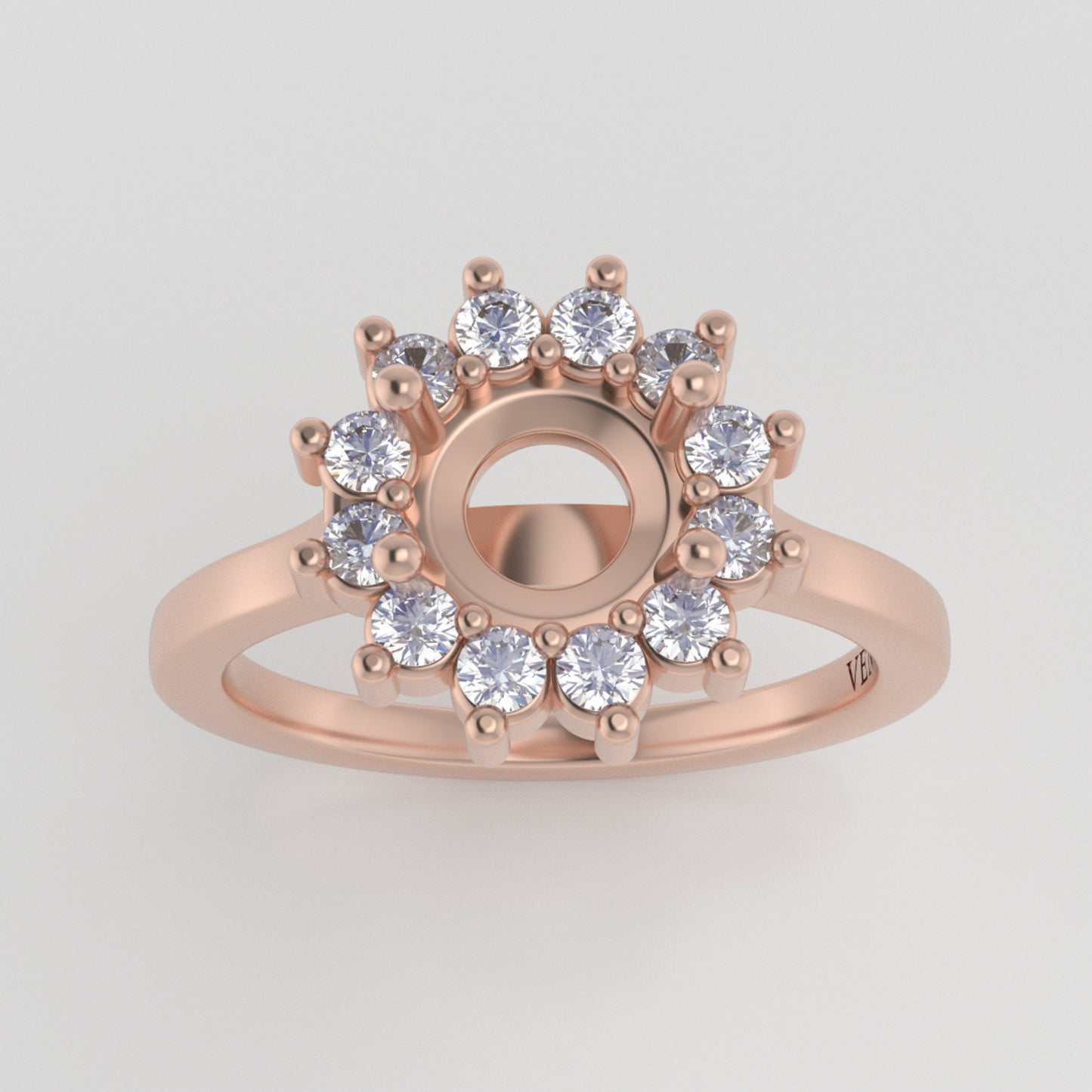 The Soleil | 18k | Rose | Size 6 | Stone RB46 | Cinque Ring Box | Custom Engraving: Σ'αγαπώ +$75