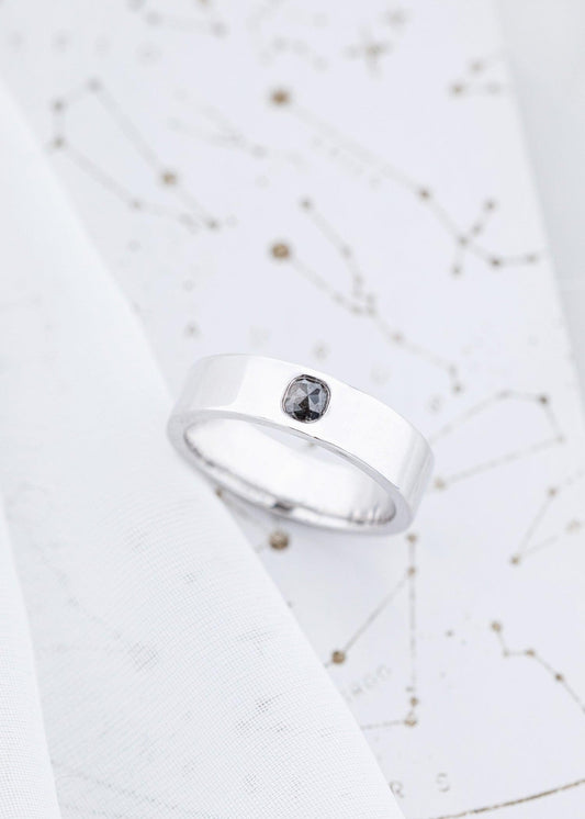 The Atlas Ring | .40ct Salt & Pepper Cushion | White Gold - VENVS