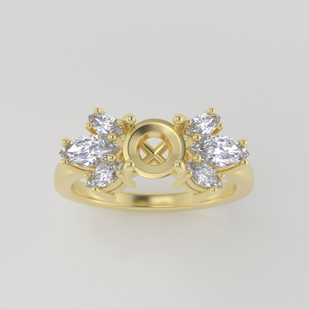 The Luna | 14k | Yellow | Size 8 | Stone Moissanite | Emerald | 7x5mm | Cinque Ring Box | Custom Engraving: AmiJeTomar +$75