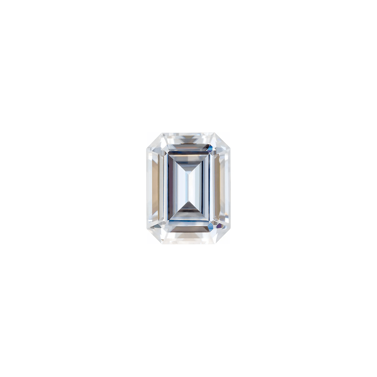 The Saturn | 18k | White | Size 6 | Stone Moissanite | Emerald | 7x5mm | Cinque Ring Box | Custom Engraving:  +$0