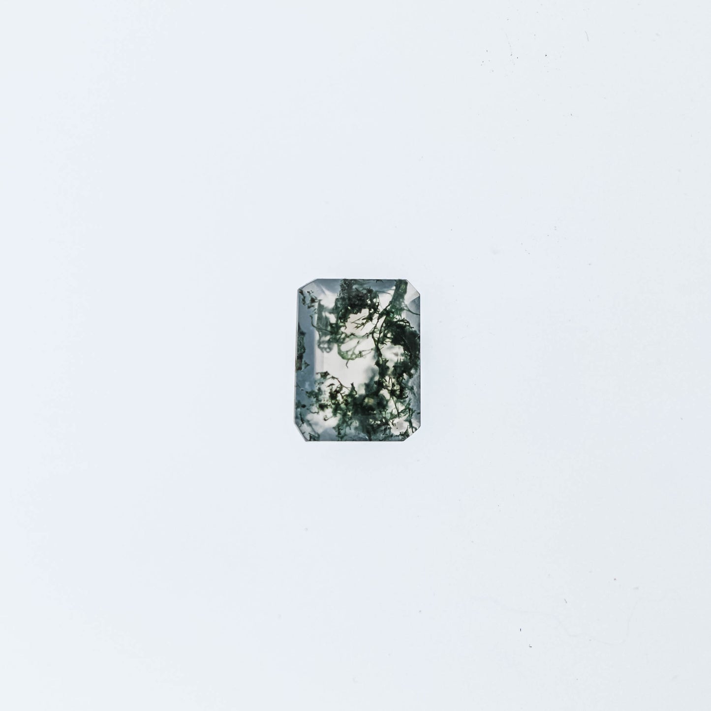 The Luna | 14k | White | Size 8 | Stone MOS35 | Rainforest Ring Box | Custom Engraving:  +$0