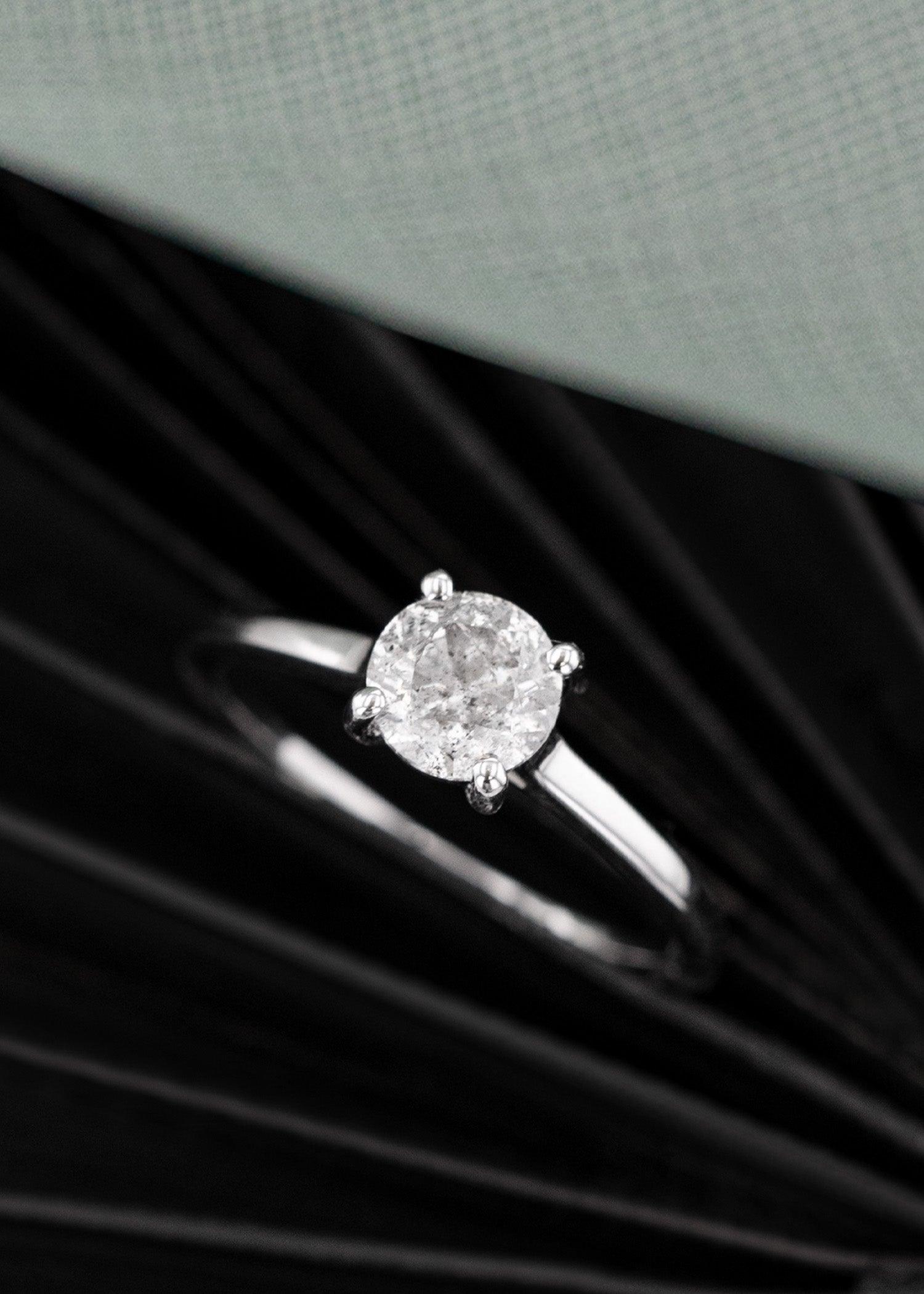The Nova Ring | 1.03ct Round Natural Grey Diamond | White Gold - VENVS