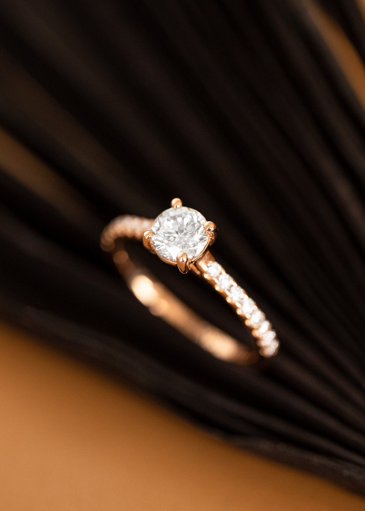 The Aurora Ring  | .71ct Natural Round Diamond | Rose Gold