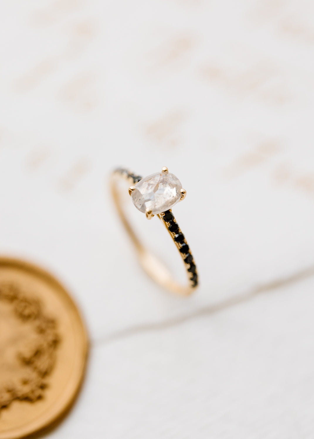 The Jett Ring | 1.04ct Oval Salt & Pepper Diamond | Yellow Gold