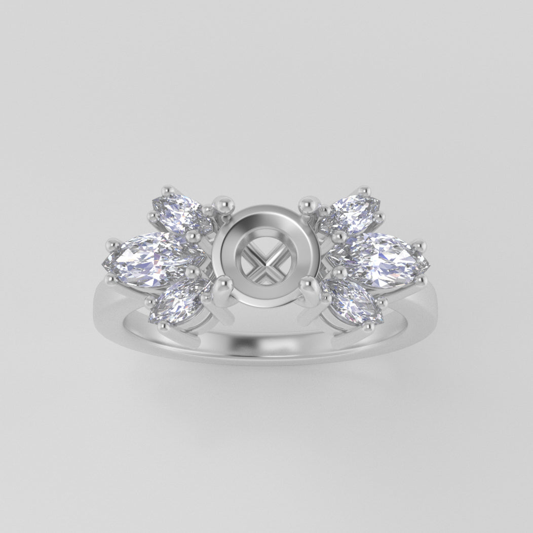 The Luna | Platinum | White | Size 5 | Stone CU4 | Cinque Ring Box | Custom Engraving:  +$0