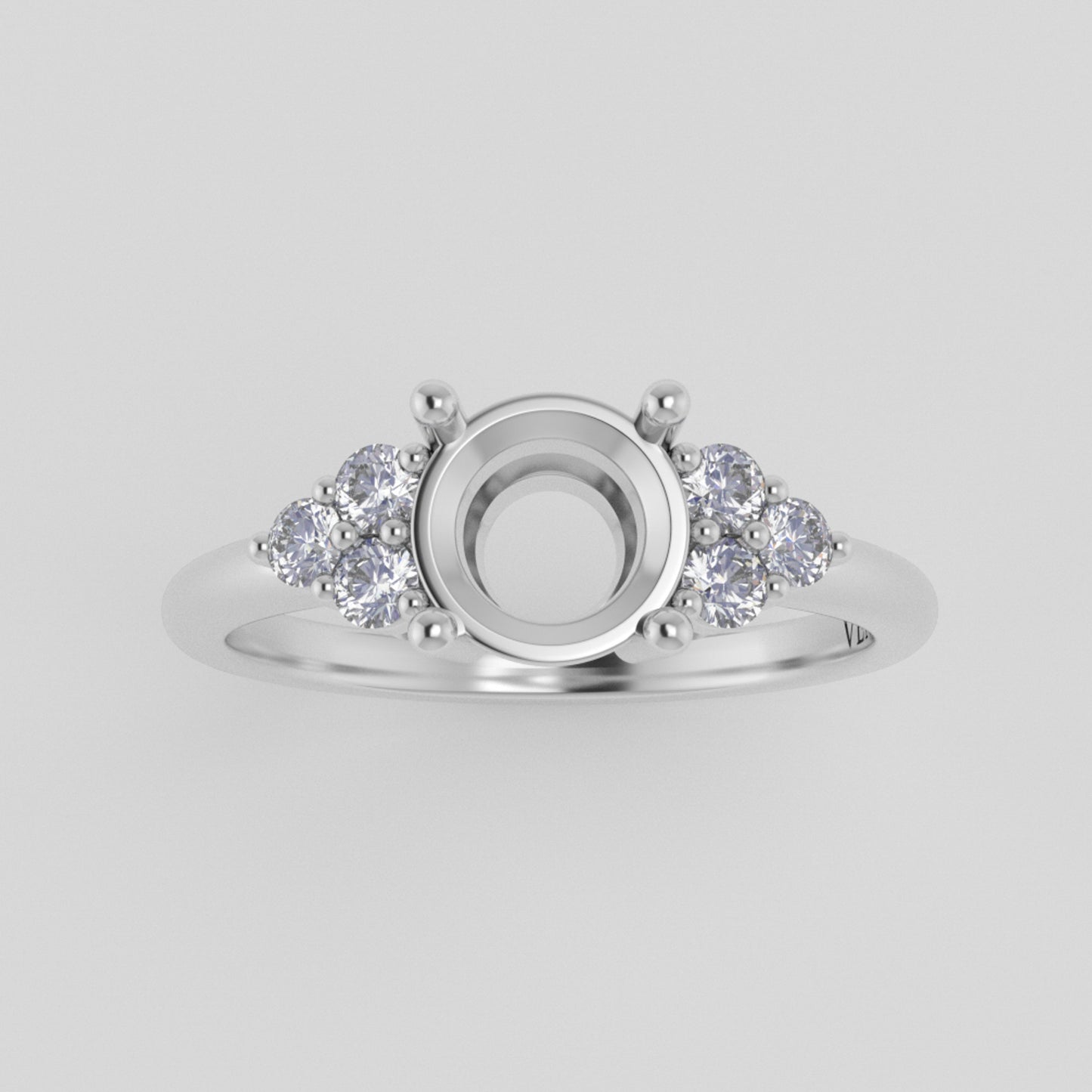 The Calisto | 14k | White | Size 7.5 | Stone Moissanite | Oval | 7x5mm | Cinque Ring Box | Custom Engraving:  +$0
