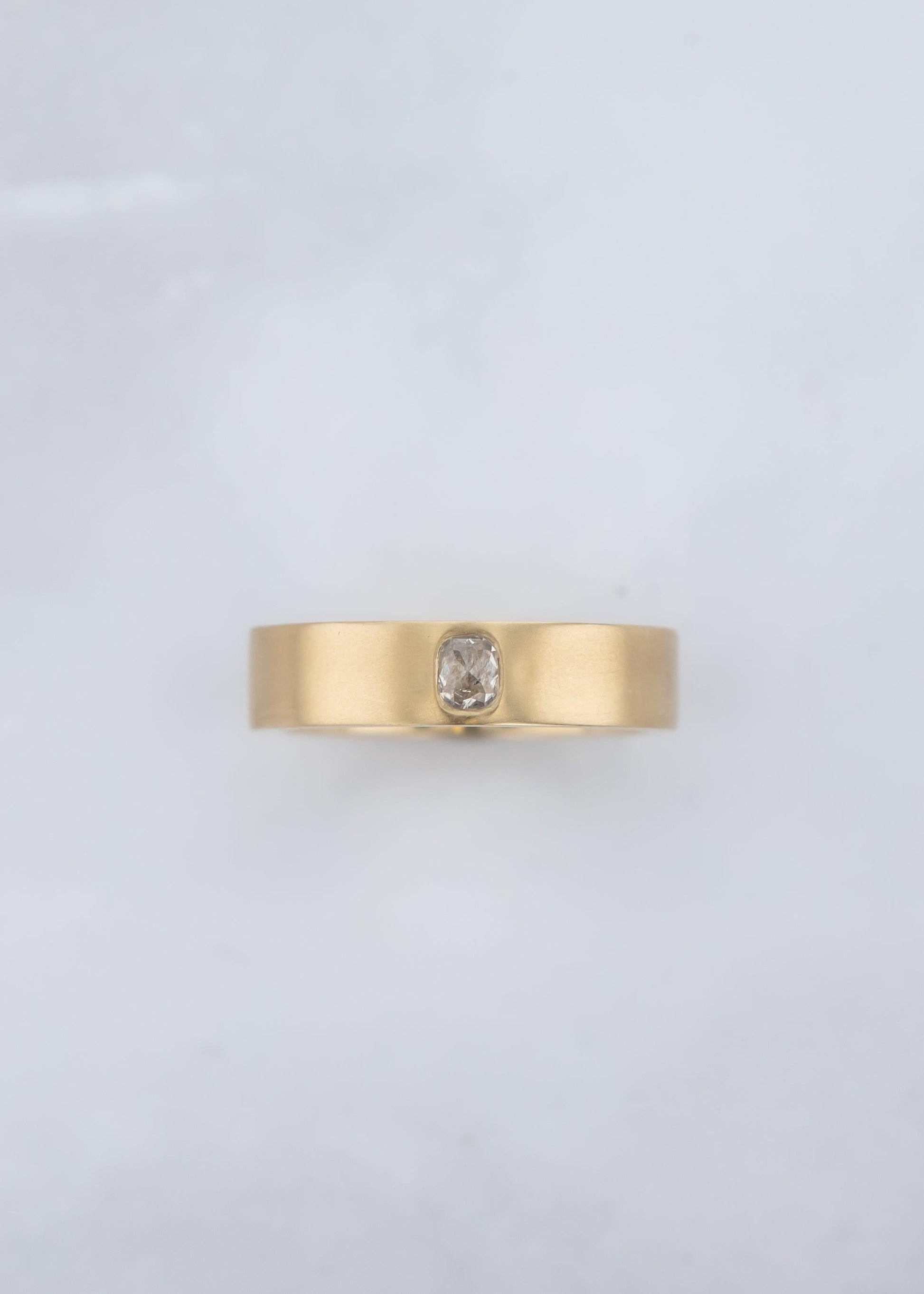 The Atlas Ring | .30ct Salt & Pepper Cushion | Brushed Yellow Gold - VENVS