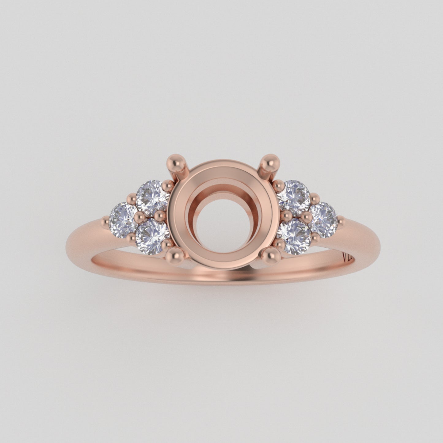 The Calisto | 14k | Rose | Size 5.5 | Stone Moissanite | Round | 7mm | Rainforest Ring Box | Custom Engraving:  +$0