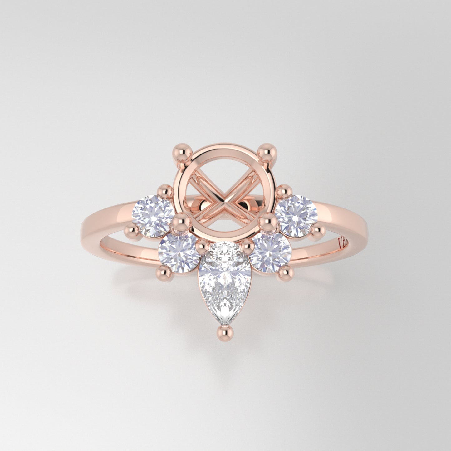 The Celeste | 14k | Rose | Size 5 | Stone Moissanite | Marquise | 11x5.5mm | Cinque Ring Box | Custom Engraving:  +$0