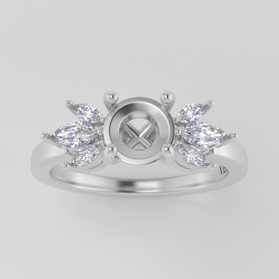 The Mini Luna | 18k | White | Size 8.25 | Stone MG7 | Cinque Ring Box | Custom Engraving:  +$0