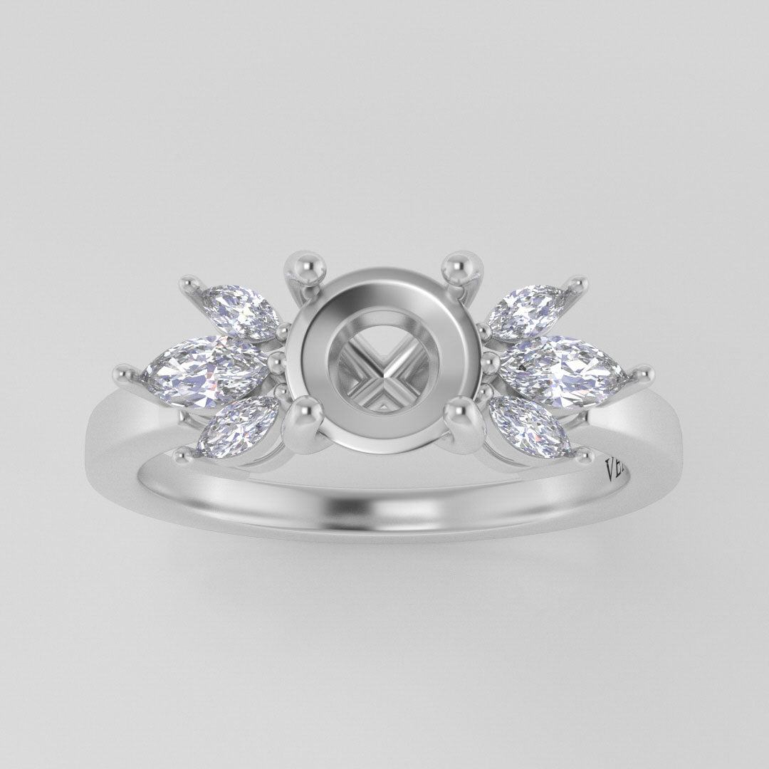 The Mini Luna | 14k | White | Size 6.75 | Stone MOS51 | Antelope Ring Box | Custom Engraving:  +$0