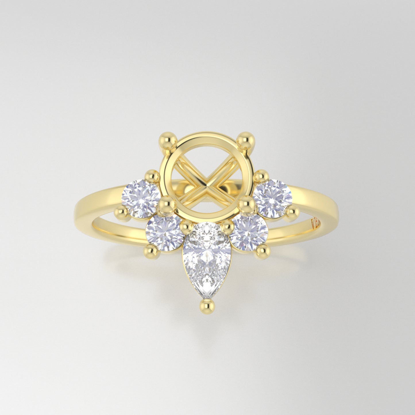 The Celeste | 14k | Yellow | Size 8 | Stone OP131 | Cinque Ring Box | Custom Engraving: A + J +$75
