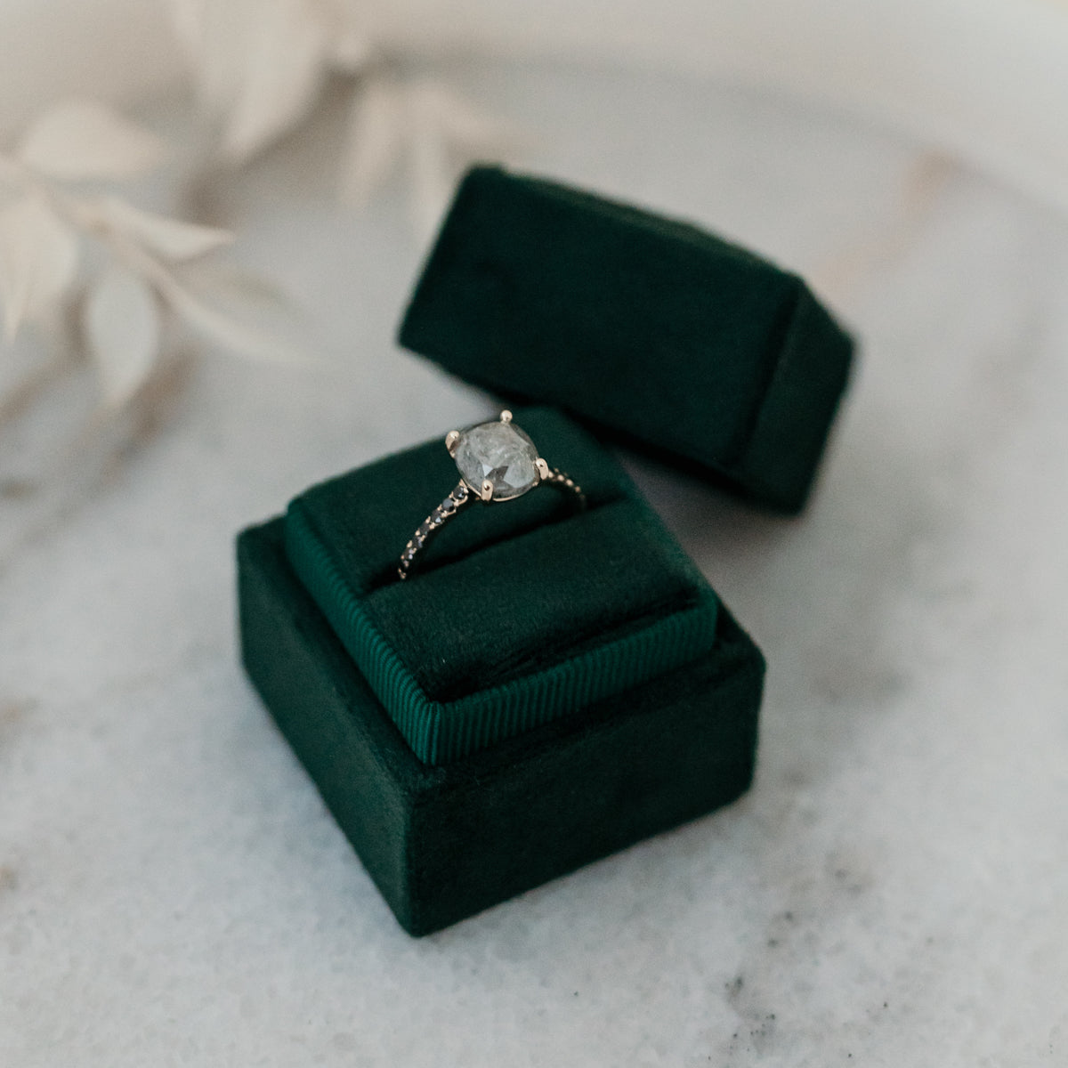 The Celeste | Platinum | White | Size 5 | Stone OV23 | Rainforest Ring Box | Custom Engraving: My love A +$75