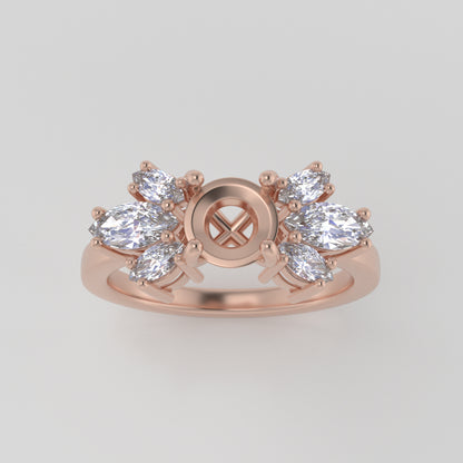 The Luna | 14k | Rose | Size 7.5 | Stone OP163 | Cinque Ring Box | Custom Engraving:  +$0