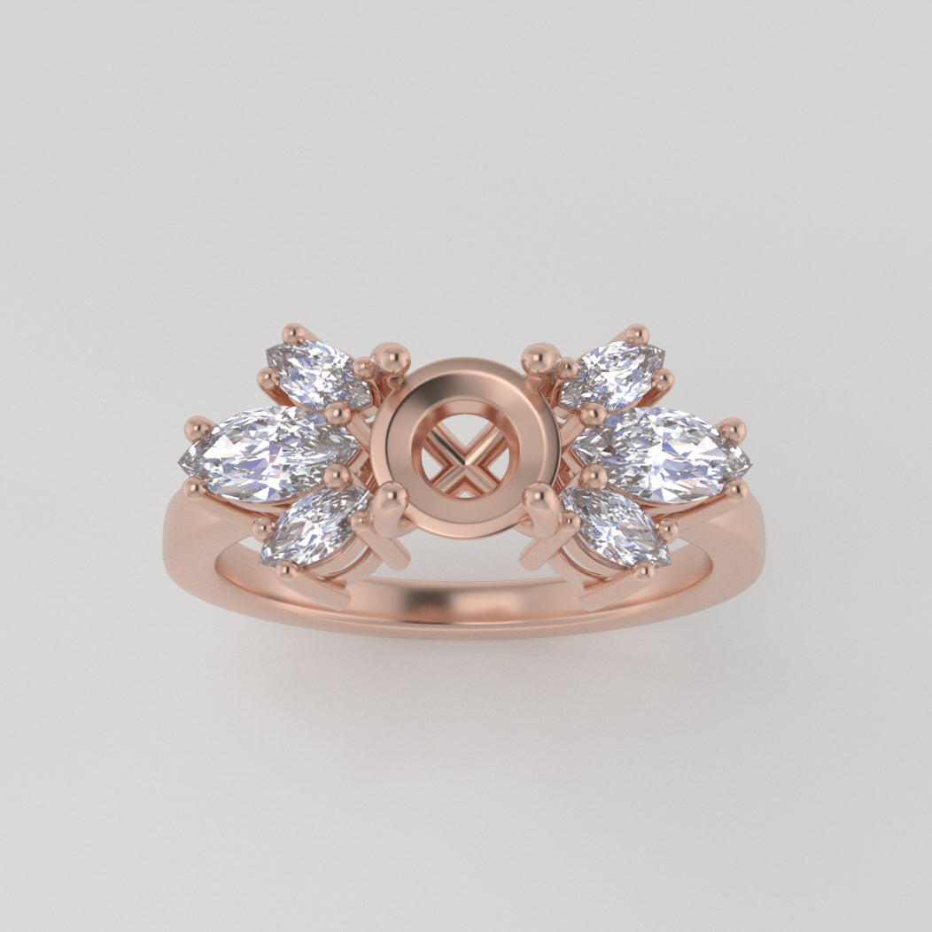 The Luna | 14k | Rose | Size 7.5 | Stone OP163 | Cinque Ring Box | Custom Engraving:  +$0