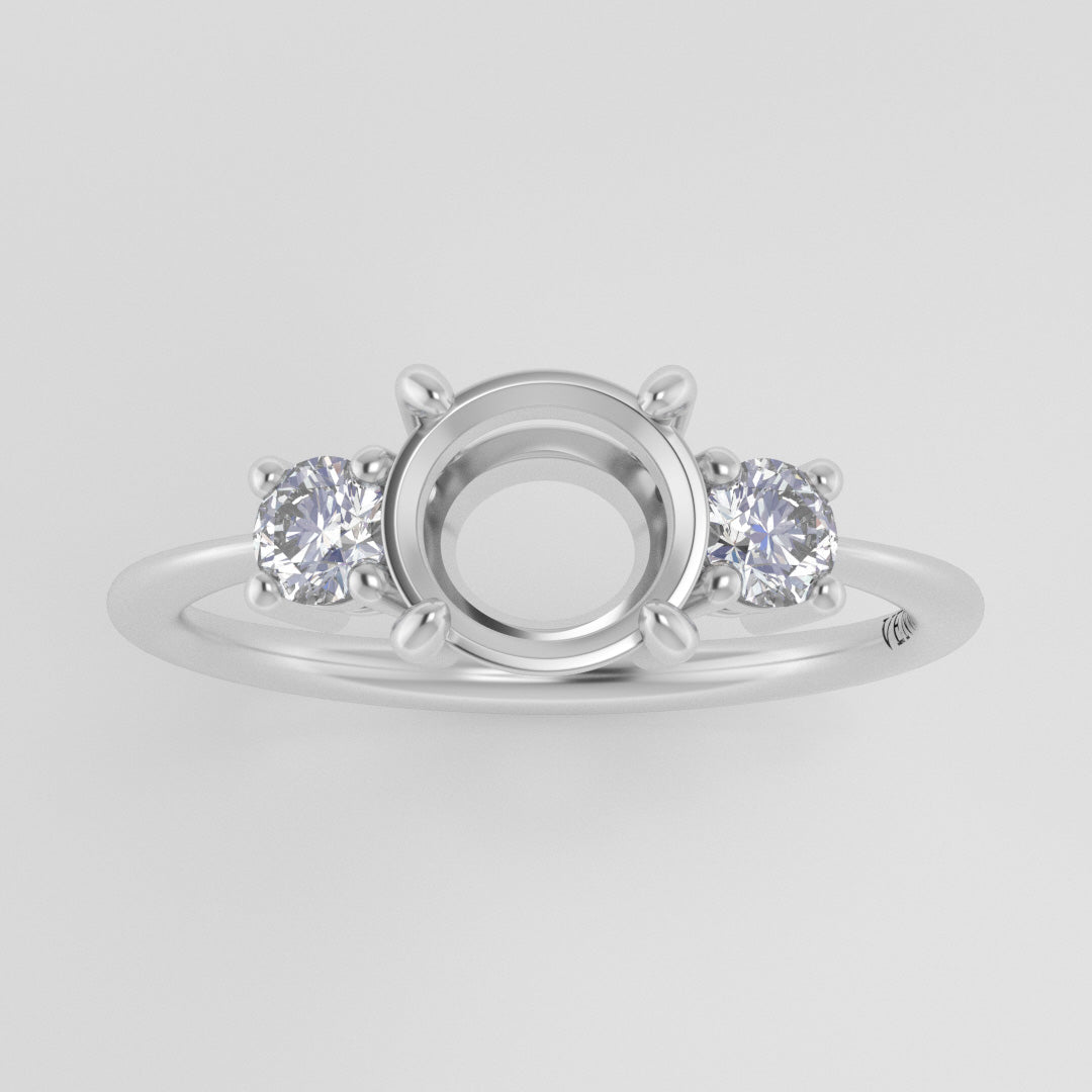 The Orion | 14k | White | Size 7.25 | Stone KT11 | Cinque Ring Box | Custom Engraving:  +$0